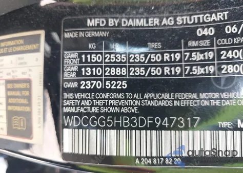 2013 Mercedes-Benz Glk 350 from USA, damaged, VIN WDCGG5HB3DF947317